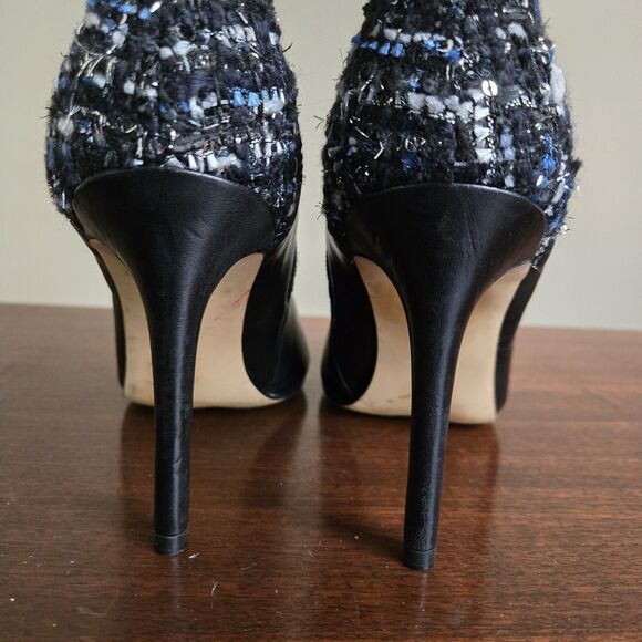 GUESS Size 8 Black Leather & Tweed Fabric Boot Vvidlet 2 - Picture 4 of 11